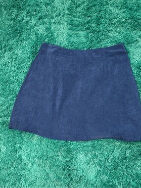 Navy Ribbed Mini Skirt - Women's Classic A-Line